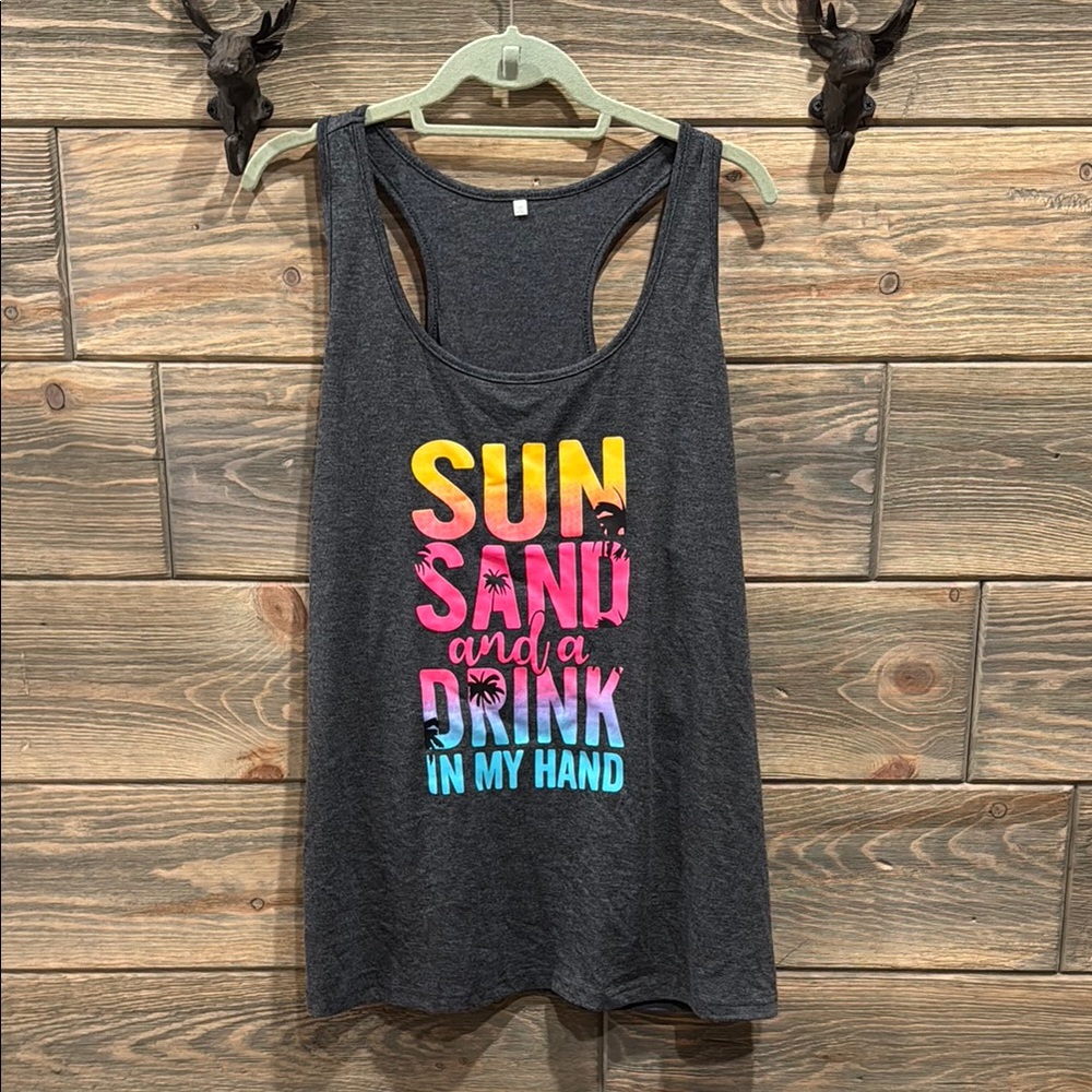 Graphic Tank Top with Colorful Text
